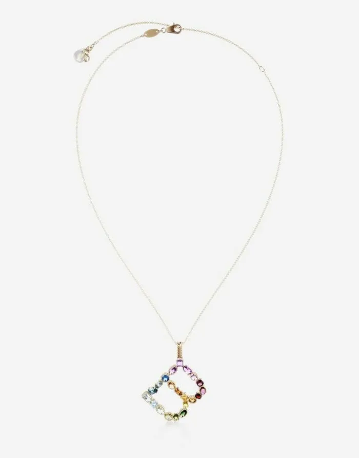 Dolce and Gabbana Alphabet Collection Women Rainbow Alphabet B Pendant In Yellow Gold With Multicolor Fine Gems Gold Dolce and Gabbana Alphabet Collection Women Rainbow Alphabet B Pendant In Yellow Gold With Multicolor Fine Gems Gold