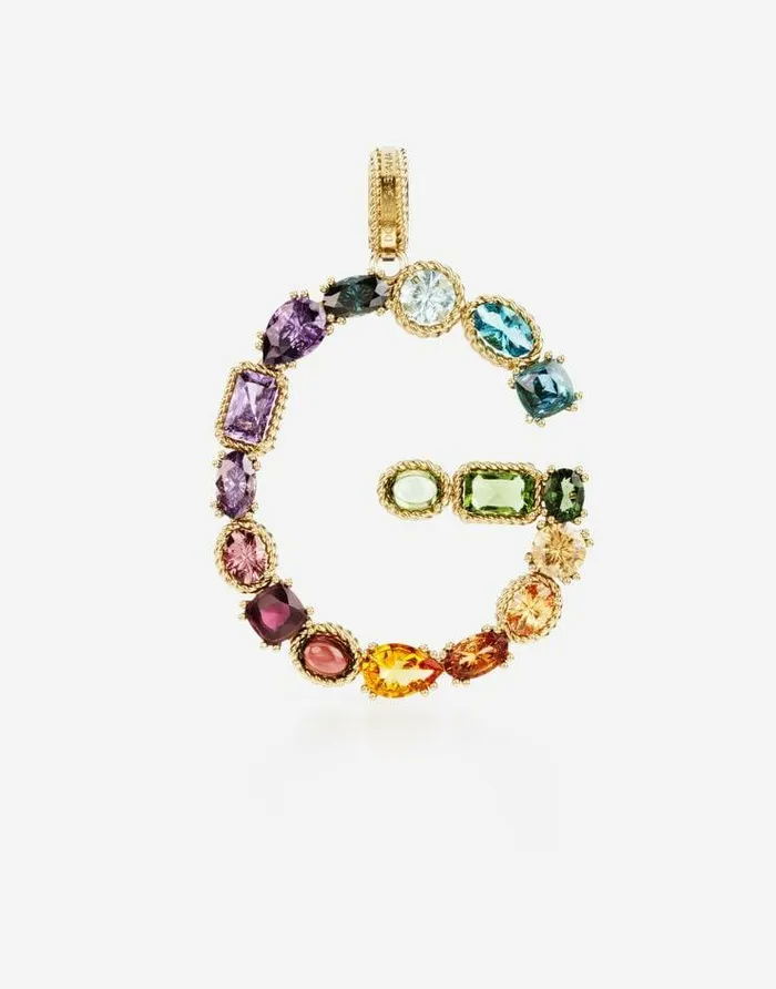 Dolce and Gabbana Alphabet Collection Women Rainbow Alphabet G 18 Kt Yellow Gold Charm With Multicolor Fine Gems Gold Dolce and Gabbana Alphabet Collection Women Rainbow Alphabet G 18 Kt Yellow Gold Charm With Multicolor Fine Gems Gold