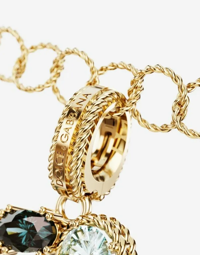 Dolce and Gabbana Alphabet Collection Women Rainbow Alphabet G 18 Kt Yellow Gold Charm With Multicolor Fine Gems Gold Dolce and Gabbana Alphabet Collection Women Rainbow Alphabet G 18 Kt Yellow Gold Charm With Multicolor Fine Gems Gold