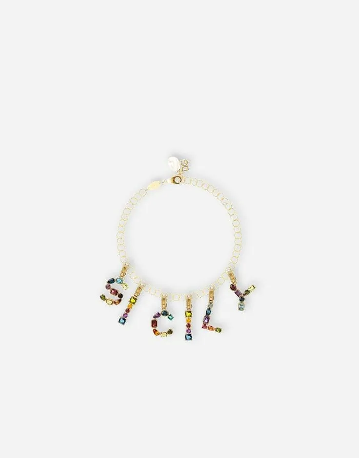 Dolce and Gabbana Alphabet Collection Women Rainbow Alphabet I 18 Kt Yellow Gold Charm With Multicolor Fine Gems Gold Dolce and Gabbana Alphabet Collection Women Rainbow Alphabet I 18 Kt Yellow Gold Charm With Multicolor Fine Gems Gold