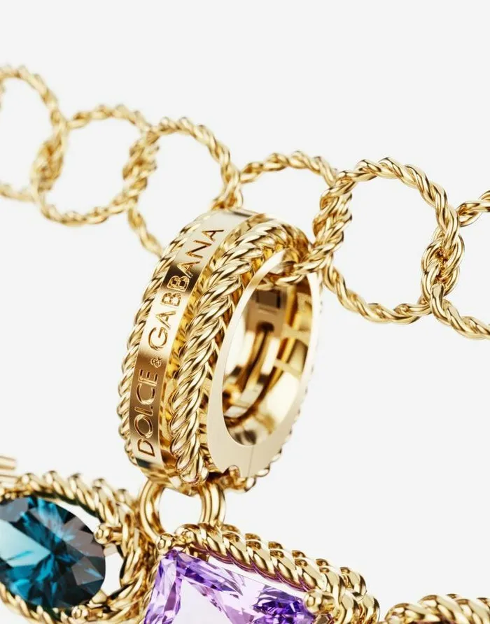 Dolce and Gabbana Alphabet Collection Women Rainbow Alphabet Z 18 Kt Yellow Gold Charm With Multicolor Fine Gems Gold Dolce and Gabbana Alphabet Collection Women Rainbow Alphabet Z 18 Kt Yellow Gold Charm With Multicolor Fine Gems Gold