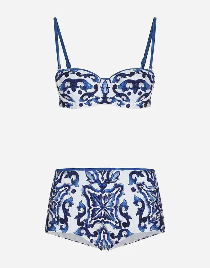 Dolce and Gabbana Beachwear Women Majolicaprint Balconette Bikini Multicolor