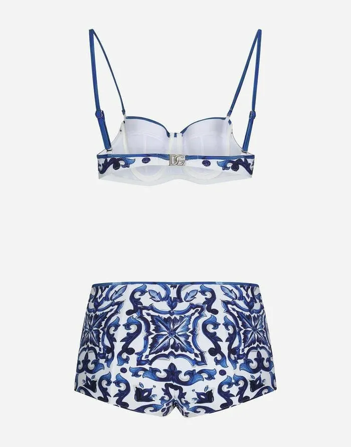 Dolce and Gabbana Beachwear Women Majolicaprint Balconette Bikini Multicolor Dolce and Gabbana Beachwear Women Majolicaprint Balconette Bikini Multicolor