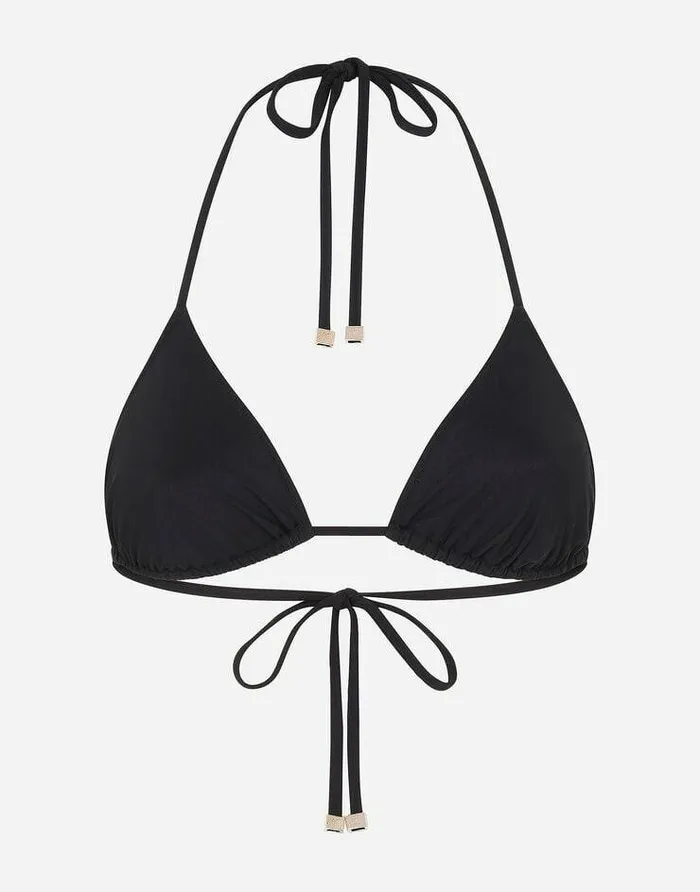 Dolce and Gabbana Beachwear Women Triangle Bikini Top Black