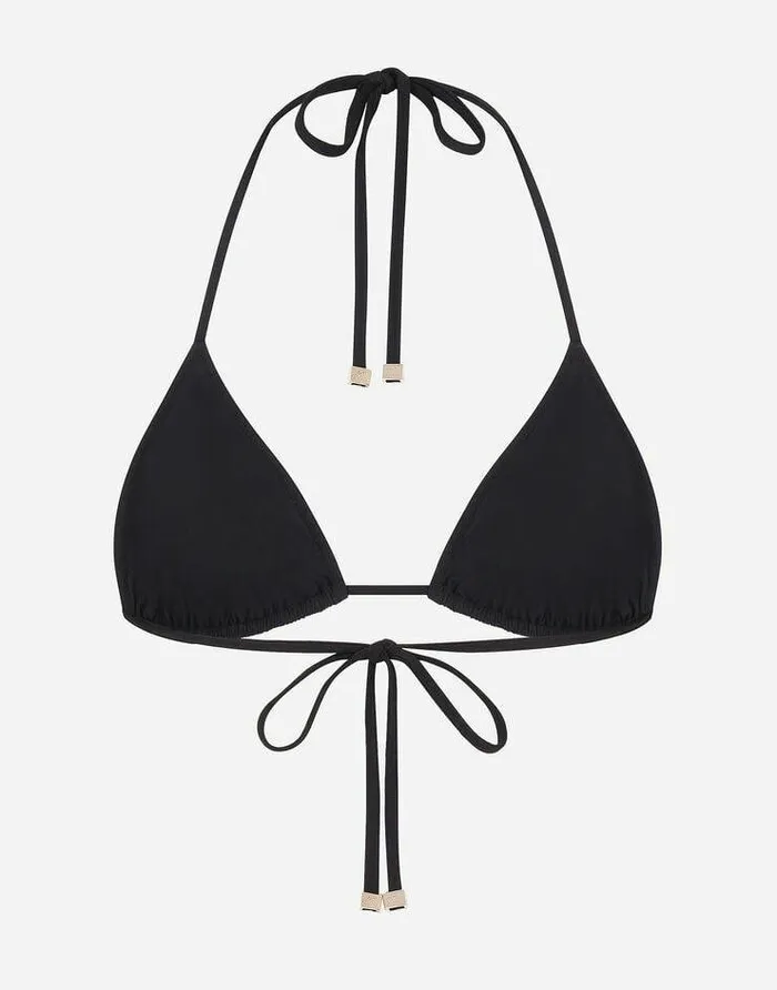 Dolce and Gabbana Beachwear Women Triangle Bikini Top Black Dolce and Gabbana Beachwear Women Triangle Bikini Top Black