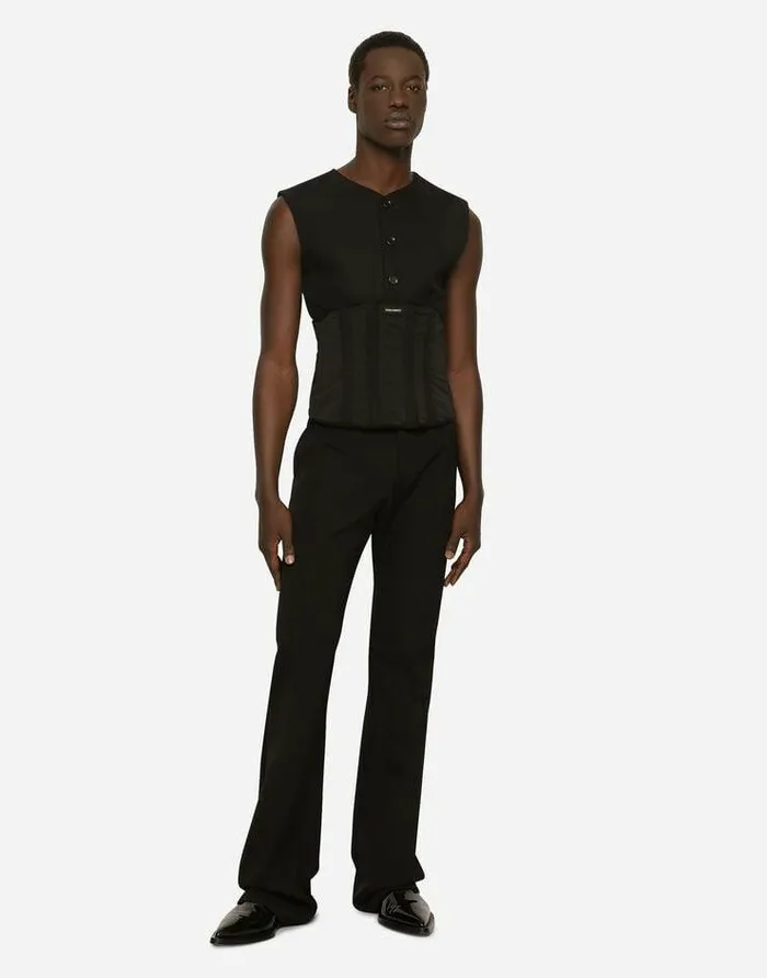 Dolce and Gabbana Belts Men Boned Stretch Corset Black Dolce and Gabbana Belts Men Boned Stretch Corset Black