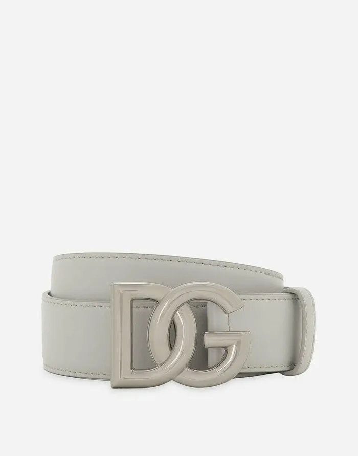 Dolce and Gabbana Belts Men DG Logo Belt Grey