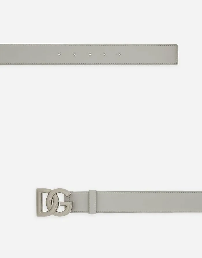 Dolce and Gabbana Belts Men DG Logo Belt Grey Dolce and Gabbana Belts Men DG Logo Belt Grey