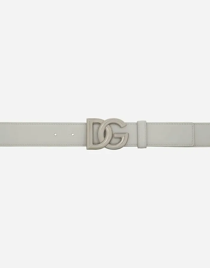 Dolce and Gabbana Belts Men DG Logo Belt Grey Dolce and Gabbana Belts Men DG Logo Belt Grey