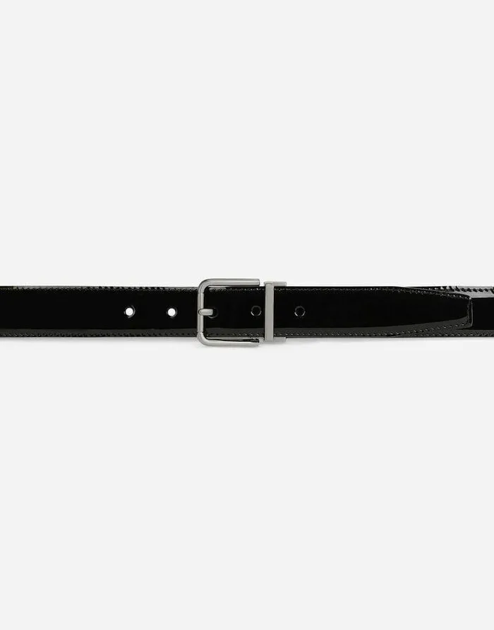 Dolce and Gabbana Belts Men Patent Calfskin Belt Black Dolce and Gabbana Belts Men Patent Calfskin Belt Black