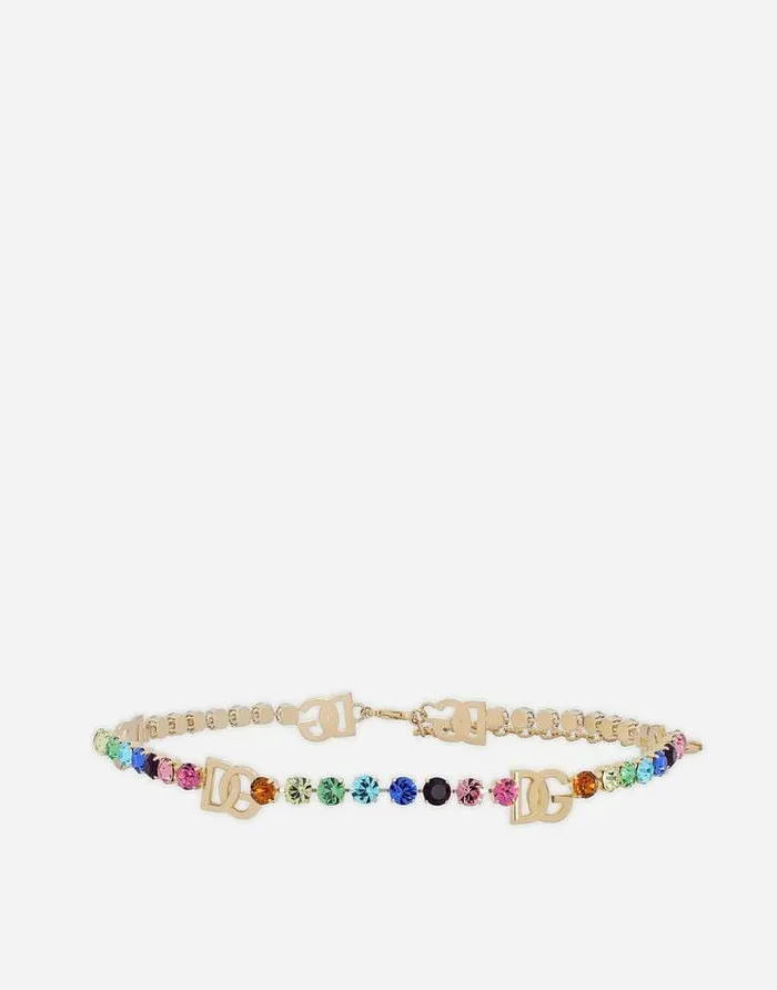 Dolce and Gabbana Belts Women Belt With Colorful Rhinestones And DG Logo Multicolor Dolce and Gabbana Belts Women Belt With Colorful Rhinestones And DG Logo Multicolor