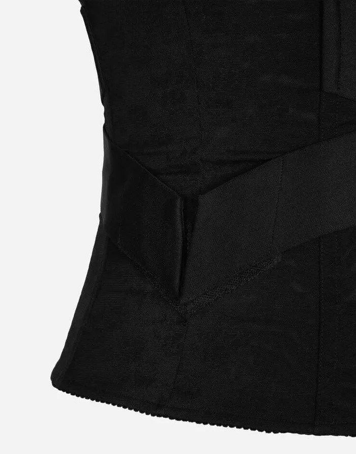 Dolce and Gabbana Belts Women Corsetstyle Belt With Branded Stretch Crossover Bands Black