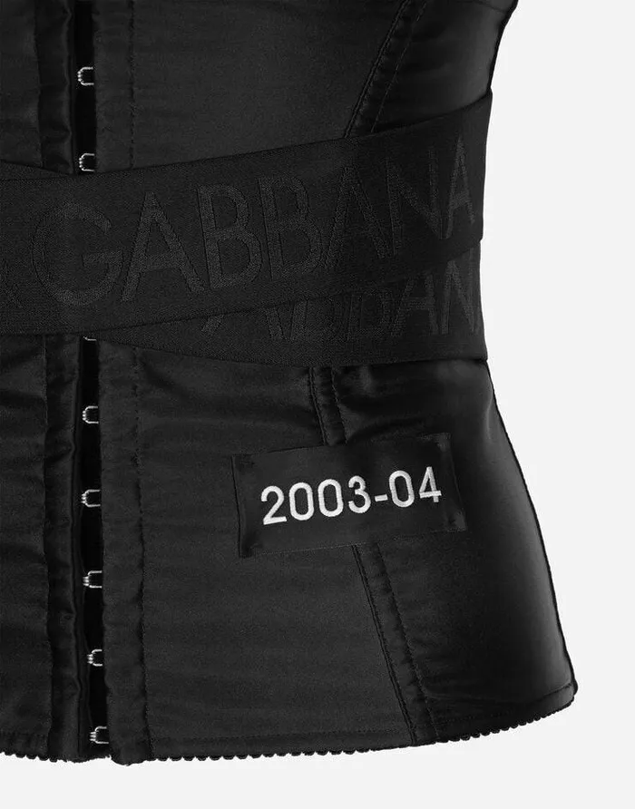 Dolce and Gabbana Belts Women Corsetstyle Belt With Branded Stretch Crossover Bands Black