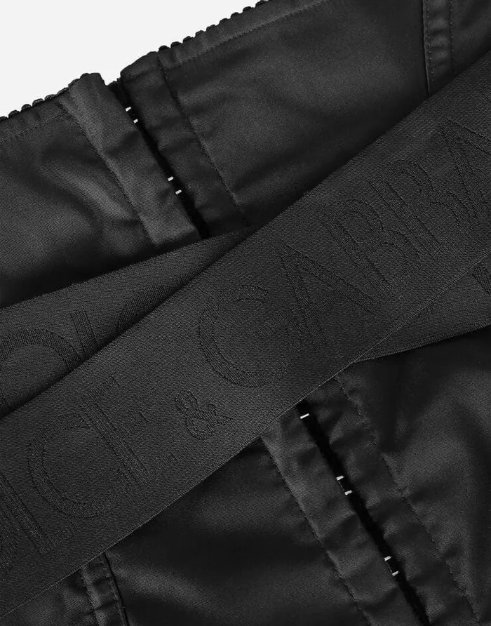 Dolce and Gabbana Belts Women Corsetstyle Belt With Branded Stretch Crossover Bands Black