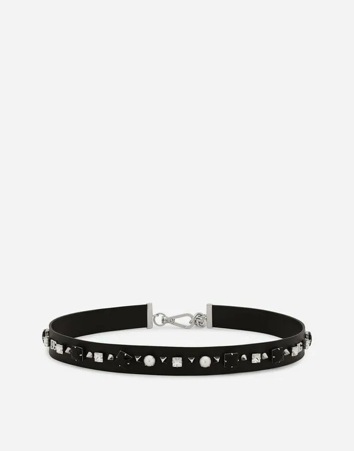 Dolce and Gabbana Belts Women Leather And Brass Belt Black