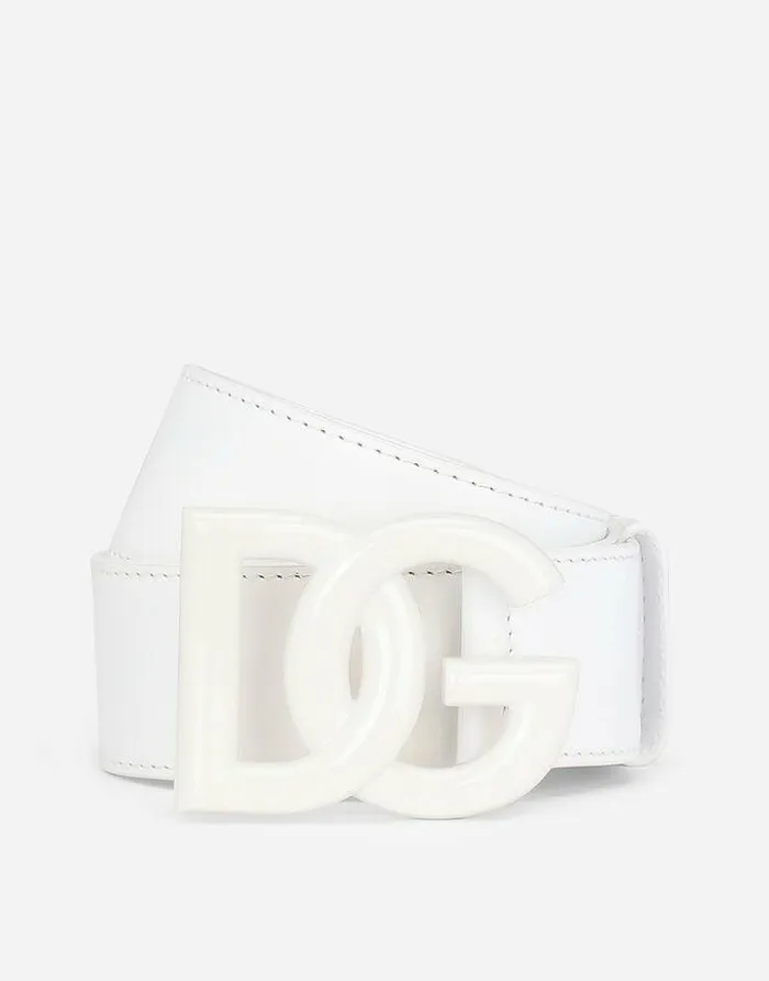 Dolce and Gabbana Belts Women Leather Belt With Crossover DG Logo Buckle White Dolce and Gabbana Belts Women Leather Belt With Crossover DG Logo Buckle White