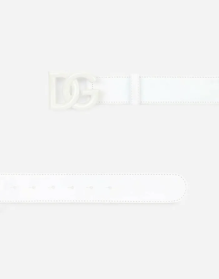 Dolce and Gabbana Belts Women Leather Belt With Crossover DG Logo Buckle White Dolce and Gabbana Belts Women Leather Belt With Crossover DG Logo Buckle White