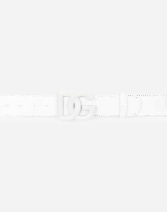 Dolce and Gabbana Belts Women Leather Belt With Crossover DG Logo Buckle White Dolce and Gabbana Belts Women Leather Belt With Crossover DG Logo Buckle White