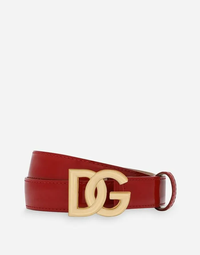 Dolce and Gabbana Belts Women Polished Calfskin Belt With DG Logo Red
