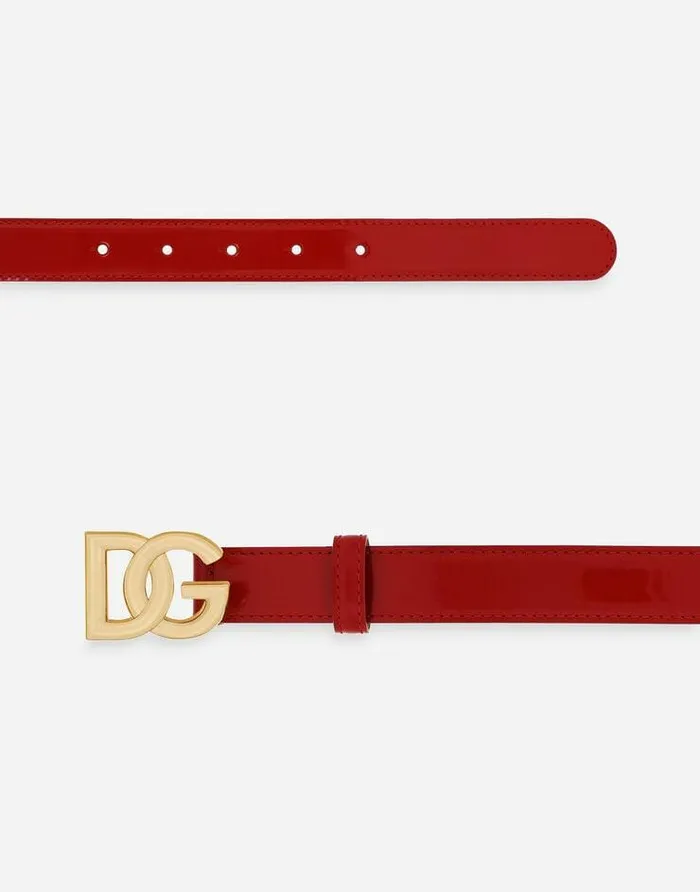 Dolce and Gabbana Belts Women Polished Calfskin Belt With DG Logo Red Dolce and Gabbana Belts Women Polished Calfskin Belt With DG Logo Red
