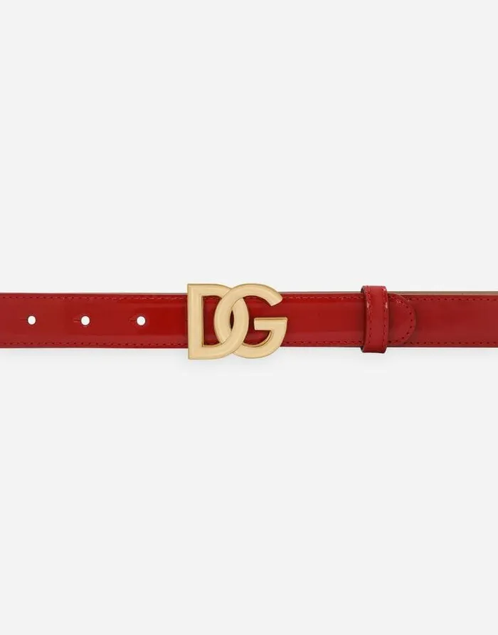 Dolce and Gabbana Belts Women Polished Calfskin Belt With DG Logo Red Dolce and Gabbana Belts Women Polished Calfskin Belt With DG Logo Red