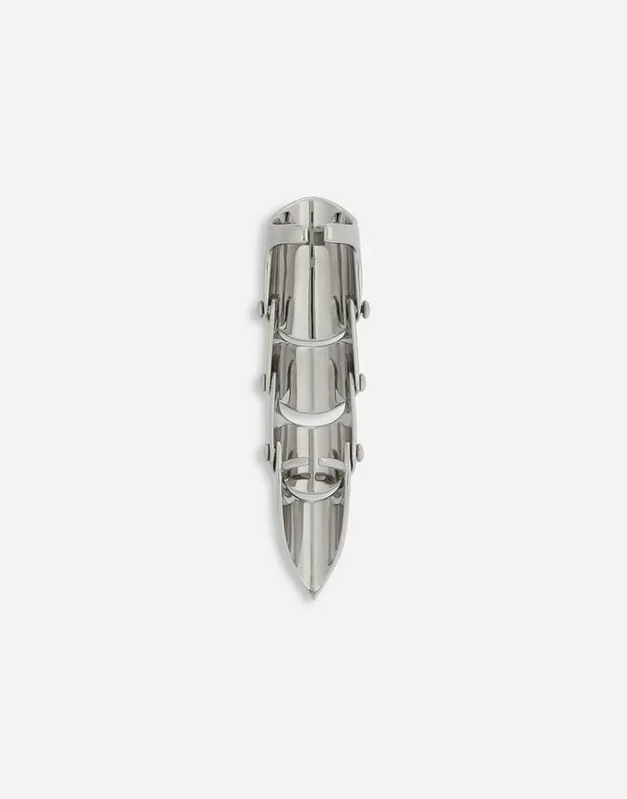 Dolce and Gabbana Bijoux Men Long Ring With Engraved DG Logo Silver Dolce and Gabbana Bijoux Men Long Ring With Engraved DG Logo Silver