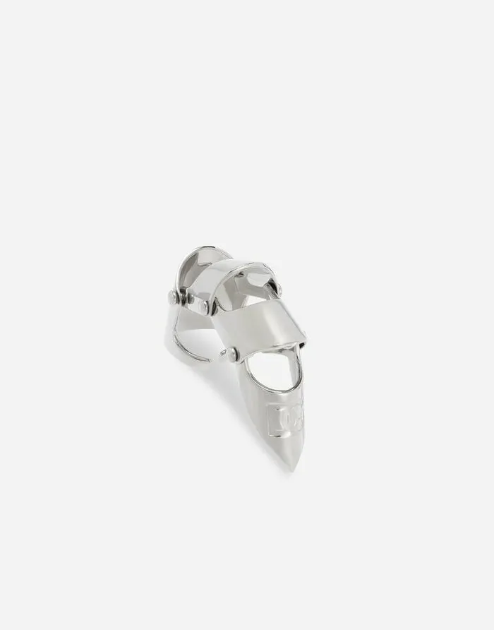 Dolce and Gabbana Bijoux Men Long Ring With Engraved DG Logo Silver Dolce and Gabbana Bijoux Men Long Ring With Engraved DG Logo Silver