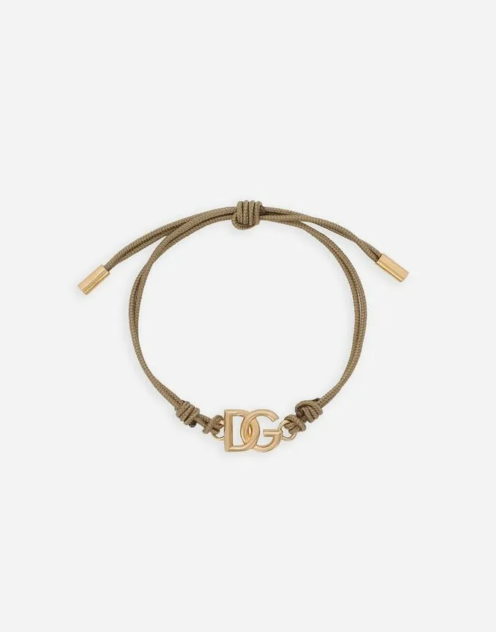Dolce and Gabbana Bijoux Women Bracelet With Cord And DG Logo Beige