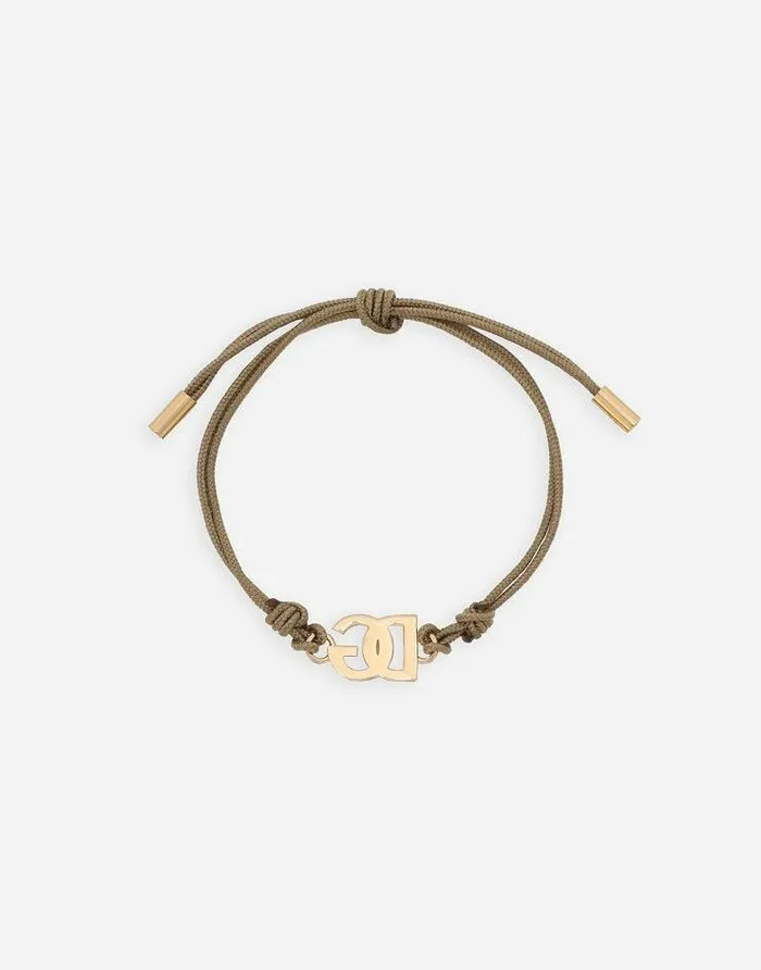 Dolce and Gabbana Bijoux Women Bracelet With Cord And DG Logo Beige Dolce and Gabbana Bijoux Women Bracelet With Cord And DG Logo Beige