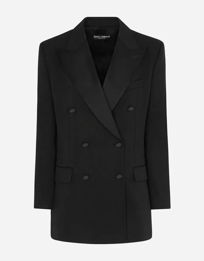 Dolce and Gabbana Blazers Women Doublebreasted Faille Tuxedo Jacket Black