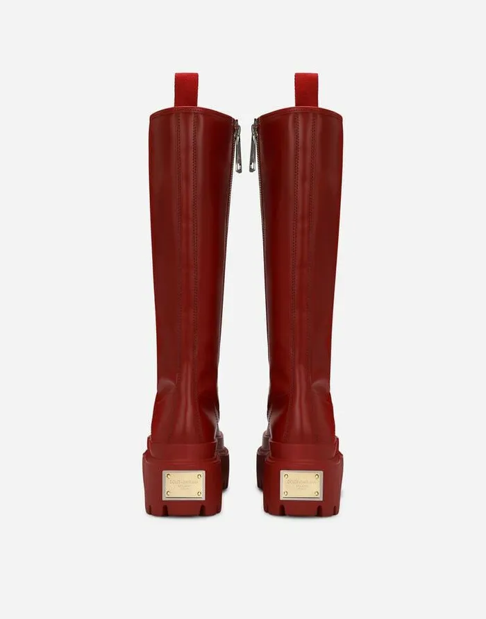 Dolce and Gabbana Boots And Booties Women Brushed Calfskin Boots Red Dolce and Gabbana Boots And Booties Women Brushed Calfskin Boots Red