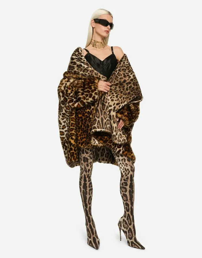 Dolce and Gabbana Boots And Booties Women KIM DOLCEandGABBANA Leopardprint Stretch Fabric Thighhigh Boots Animal Print
