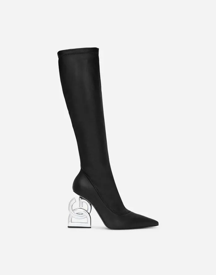 Dolce and Gabbana Boots And Booties Women Nappaeffect Fabric Boots With 35 Heel Black Dolce and Gabbana Boots And Booties Women Nappaeffect Fabric Boots With 35 Heel Black