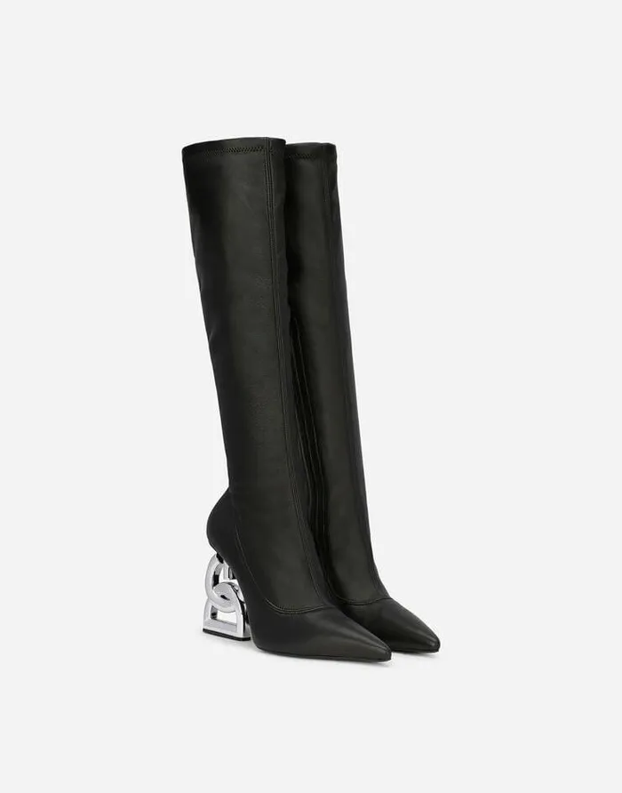 Dolce and Gabbana Boots And Booties Women Nappaeffect Fabric Boots With 35 Heel Black Dolce and Gabbana Boots And Booties Women Nappaeffect Fabric Boots With 35 Heel Black