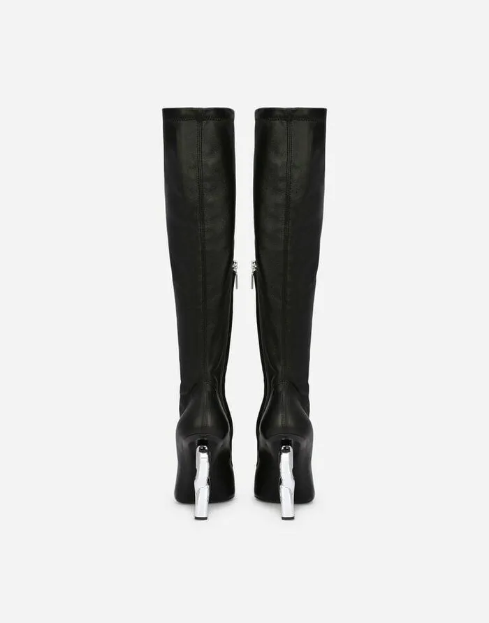 Dolce and Gabbana Boots And Booties Women Nappaeffect Fabric Boots With 35 Heel Black Dolce and Gabbana Boots And Booties Women Nappaeffect Fabric Boots With 35 Heel Black