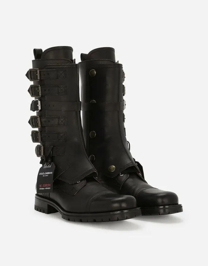 Dolce and Gabbana Boots Men Leather Boots Black Dolce and Gabbana Boots Men Leather Boots Black