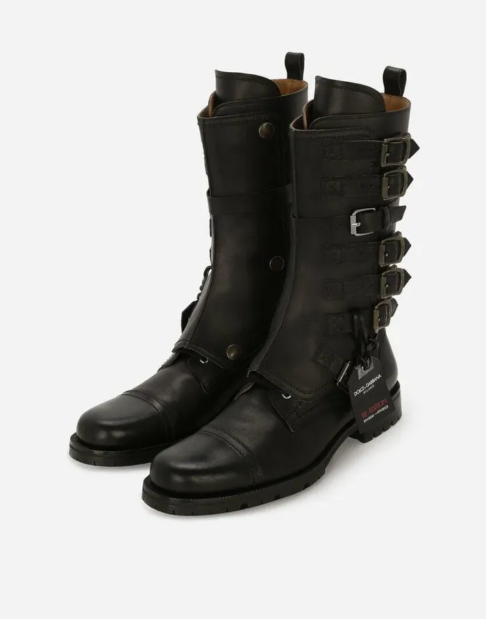 Dolce and Gabbana Boots Men Leather Boots Black Dolce and Gabbana Boots Men Leather Boots Black