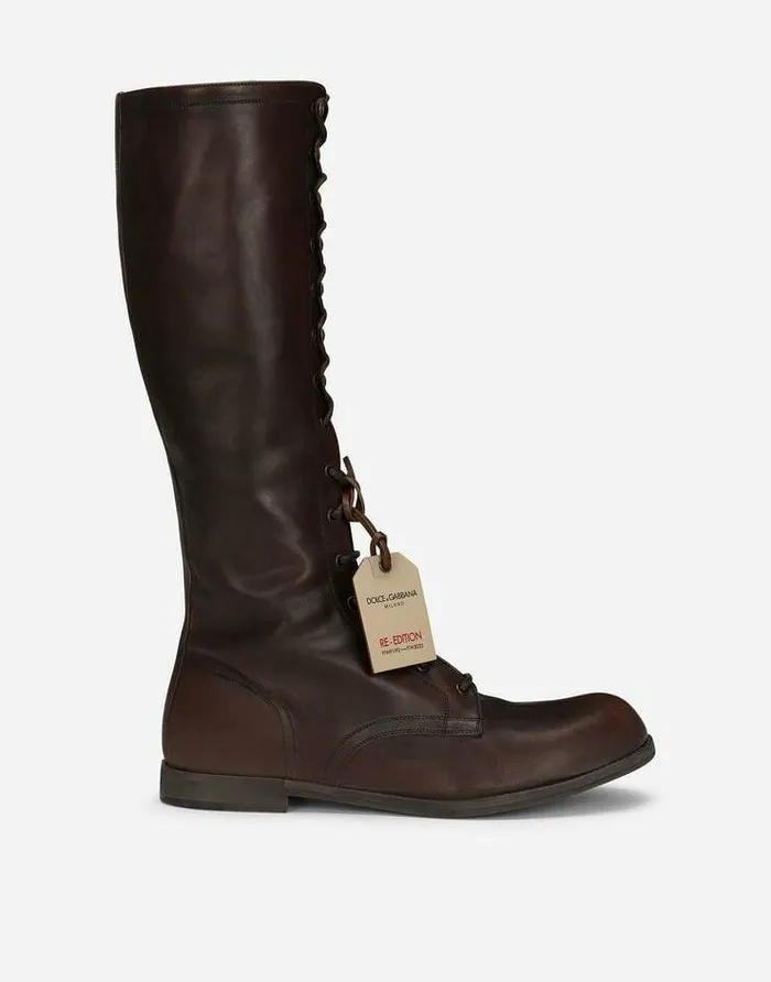 Dolce and Gabbana Boots Men Leather Boots Brown