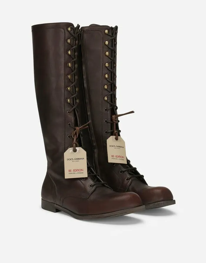 Dolce and Gabbana Boots Men Leather Boots Brown Dolce and Gabbana Boots Men Leather Boots Brown