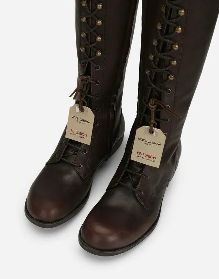 Dolce and Gabbana Boots Men Leather Boots Brown Dolce and Gabbana Boots Men Leather Boots Brown