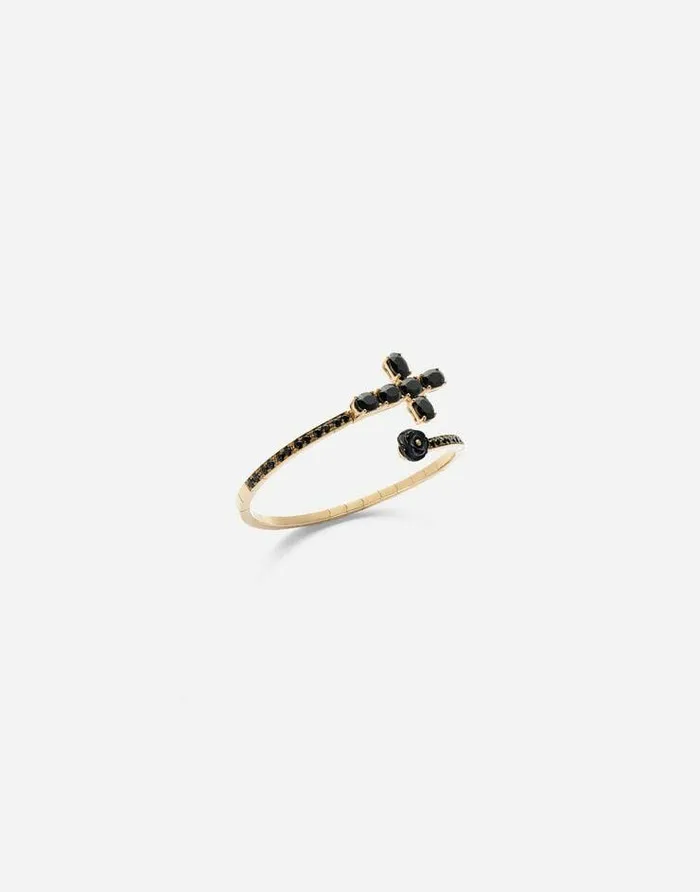 Dolce and Gabbana Bracelets Women Family Yellow Gold Bracelet With Cross Black Sapphire And Jade Gold Dolce and Gabbana Bracelets Women Family Yellow Gold Bracelet With Cross Black Sapphire And Jade Gold