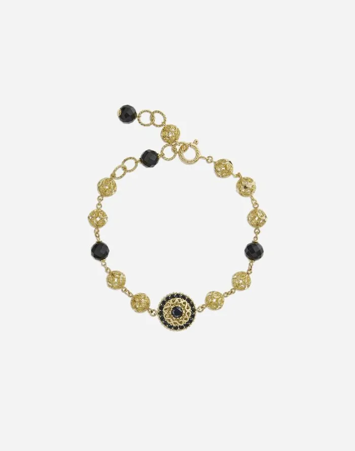 Dolce and Gabbana Bracelets Women Gold Bracelet With Black Sapphires Goldblack Dolce and Gabbana Bracelets Women Gold Bracelet With Black Sapphires Goldblack