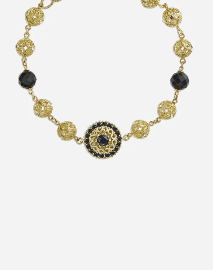 Dolce and Gabbana Bracelets Women Gold Bracelet With Black Sapphires Goldblack Dolce and Gabbana Bracelets Women Gold Bracelet With Black Sapphires Goldblack