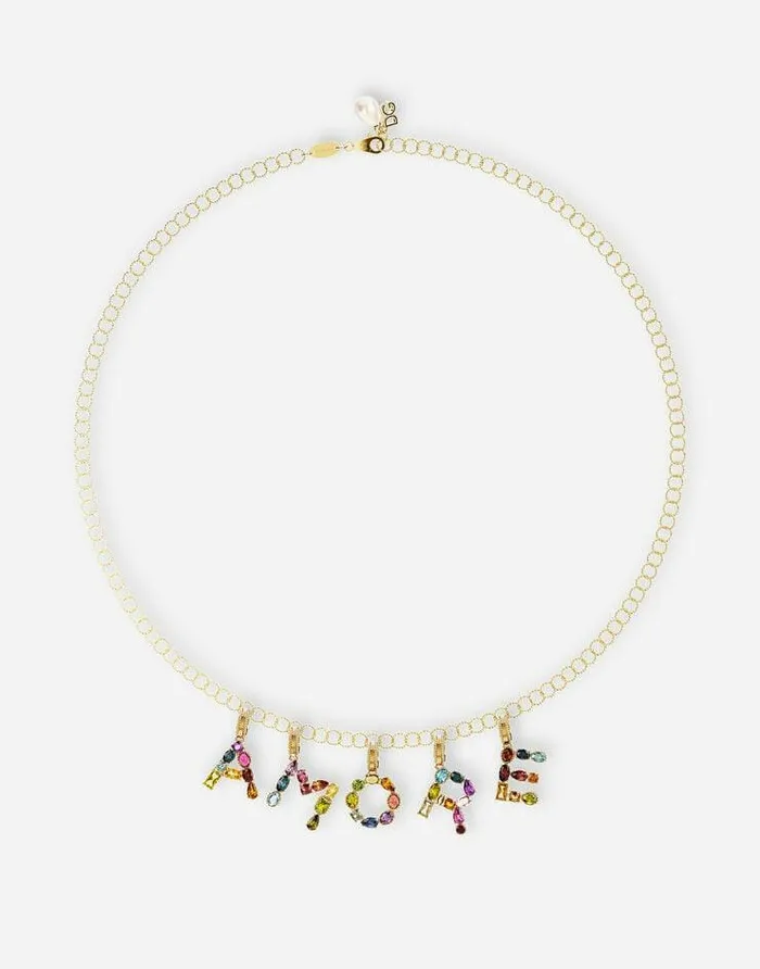 Dolce and Gabbana Charms Women Rainbow Alphabet 18 Kt Yellow Gold Twisted Wire Chain Necklace Gold Dolce and Gabbana Charms Women Rainbow Alphabet 18 Kt Yellow Gold Twisted Wire Chain Necklace Gold