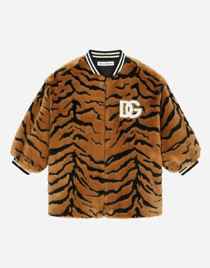 Dolce and Gabbana Coats And Jackets Children Long Tigerdesign Faux Fur Jacket Multicolor Dolce and Gabbana Coats And Jackets Children Long Tigerdesign Faux Fur Jacket Multicolor
