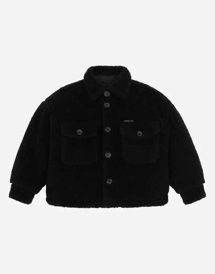 Dolce and Gabbana Coats And Jackets Children Teddy Jacket With Patch Pockets Blue Dolce and Gabbana Coats And Jackets Children Teddy Jacket With Patch Pockets Blue