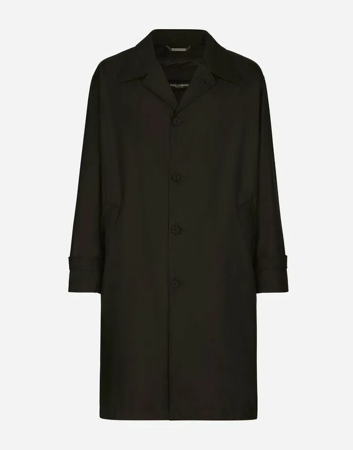 Dolce and Gabbana Coats And Jackets Men Nylon Trench Coat With Logo Tag Black Dolce and Gabbana Coats And Jackets Men Nylon Trench Coat With Logo Tag Black
