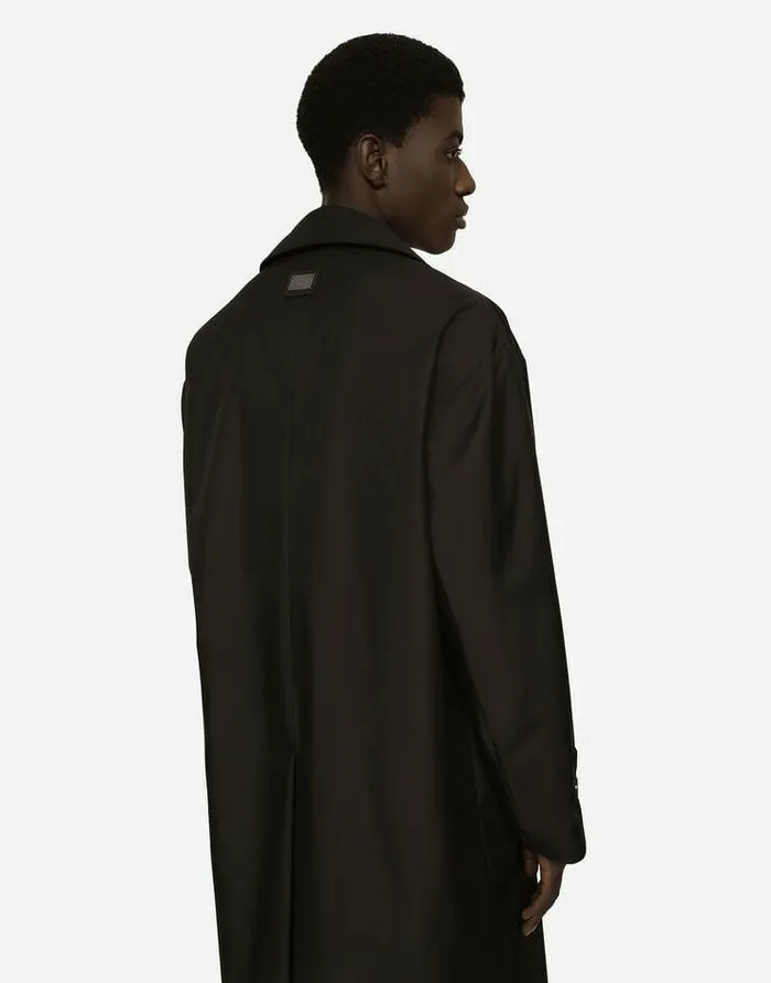 Dolce and Gabbana Coats And Jackets Men Nylon Trench Coat With Logo Tag Black