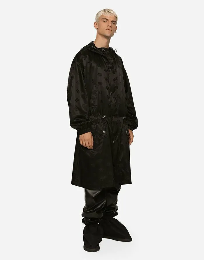 Dolce and Gabbana Coats And Jackets Men Satin Jacquard Trench Coat With DG Monogram Detail Black Dolce and Gabbana Coats And Jackets Men Satin Jacquard Trench Coat With DG Monogram Detail Black