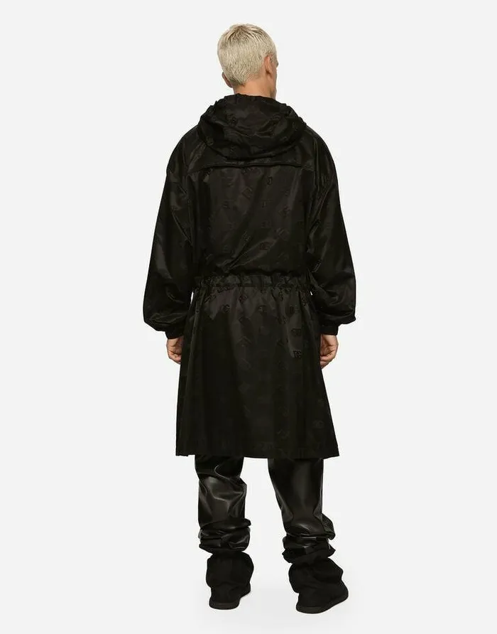 Dolce and Gabbana Coats And Jackets Men Satin Jacquard Trench Coat With DG Monogram Detail Black Dolce and Gabbana Coats And Jackets Men Satin Jacquard Trench Coat With DG Monogram Detail Black